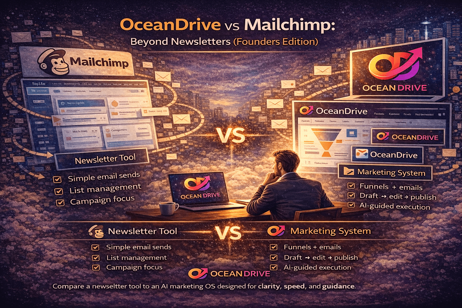 OceanDrive vs Mailchimp: Beyond Newsletters (Founders Edition)