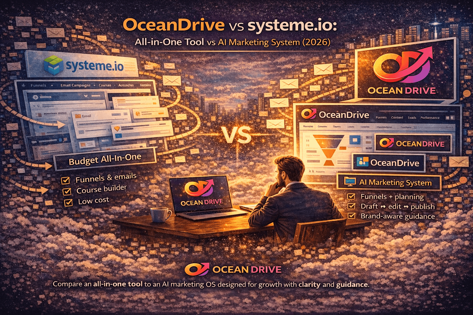 OceanDrive vs systeme.io: All-in-One Tool vs AI Marketing System (2026)